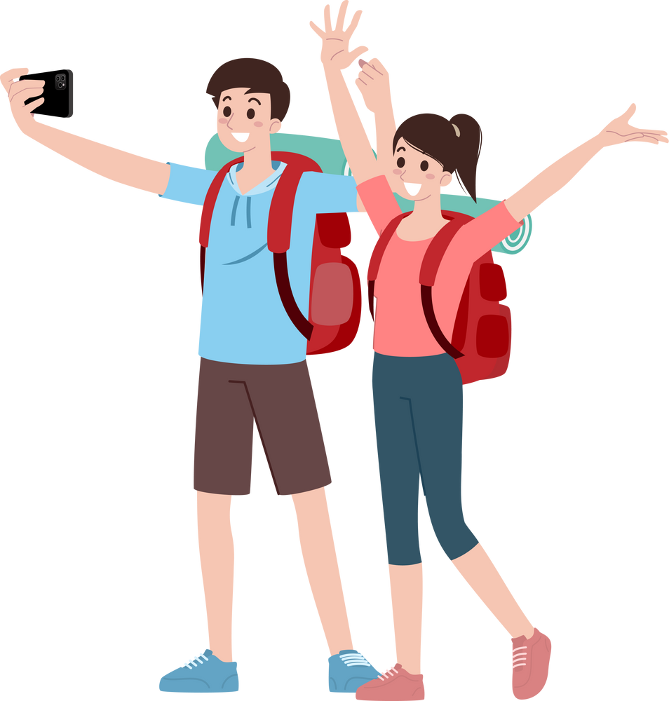 Tourist group cartoon character.